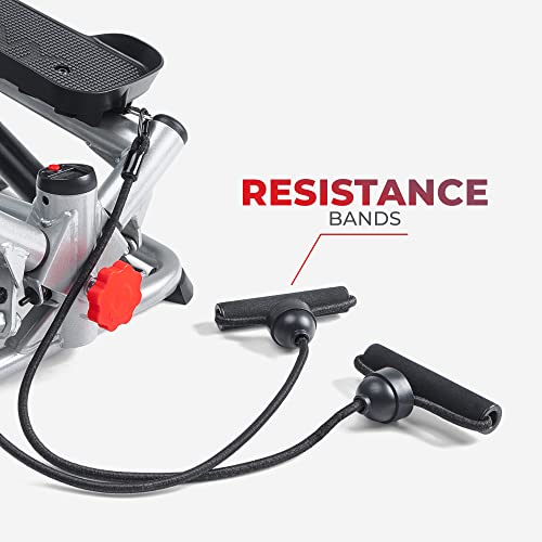 Exercise Low-Impact Stair Step Cardio Equipment with Resistance Bands, Digital Monitor, Up Down Pink - P2000