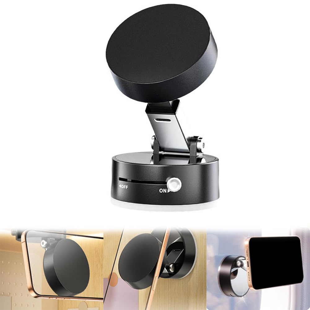 Magnetic Phone Car Holder - Suction Cup & Manual Magnetic Vacuum Adsorption for Strong Grip pink