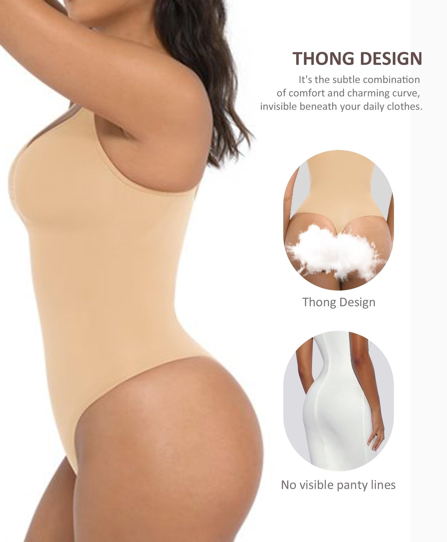 Shapewear Tummy Control Bodysuits for Women Seamless Body Sculpting Shaper Thong Body Shaper XS-S