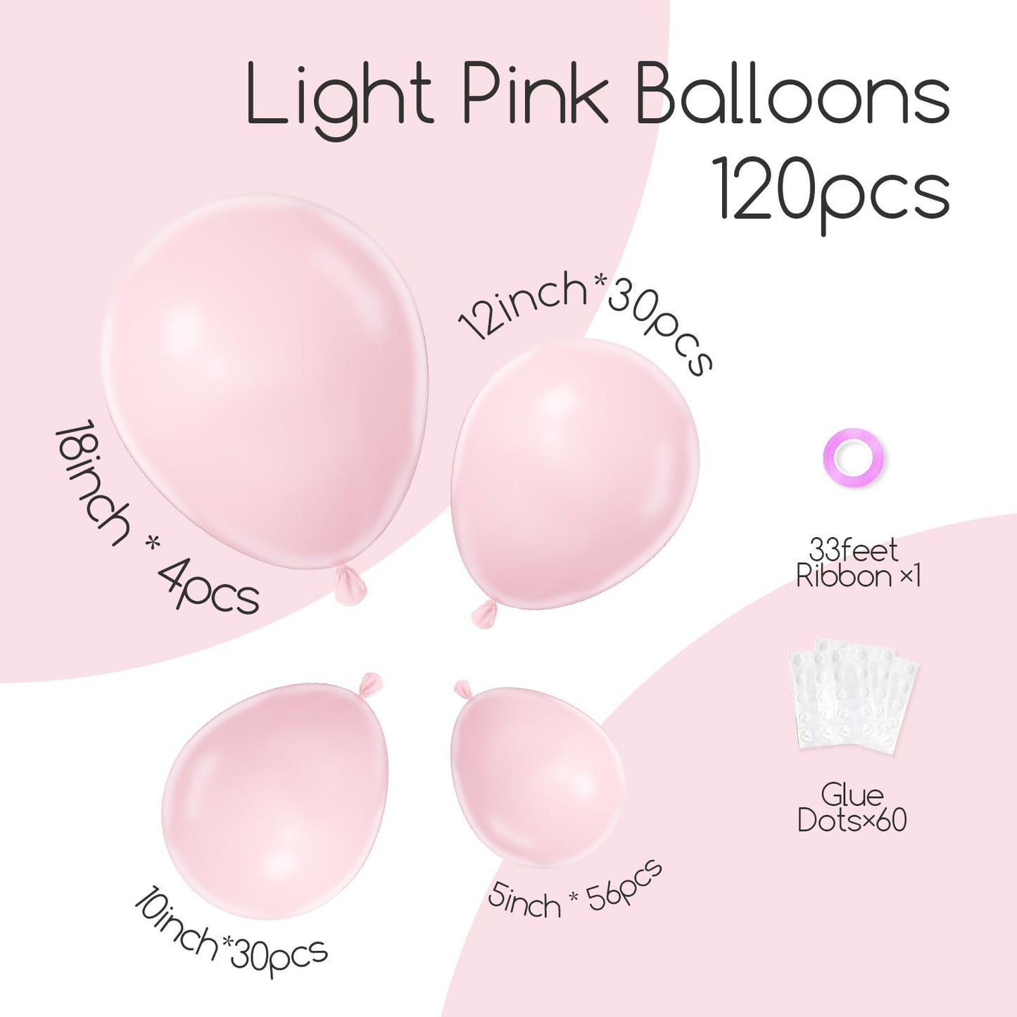 120pcs Hot Pink Balloon Arch Kit, 18 12 10 5 inch Hot Pink Latex Balloons Different Sizes Hot Pink Balloon Garland for Engagement Bridal Bachelorette Tropical Birthday Party Decorations
