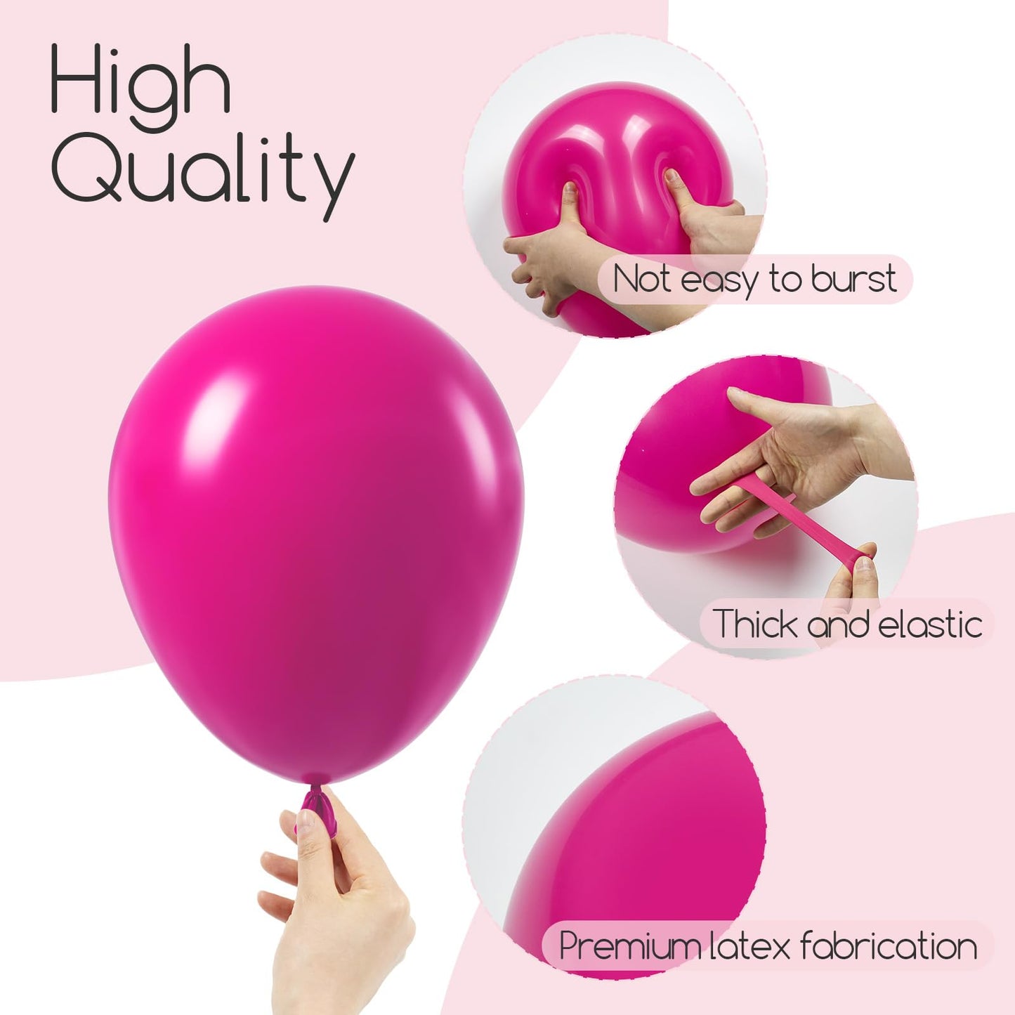 120pcs Hot Pink Balloon Arch Kit, 18 12 10 5 inch Hot Pink Latex Balloons Different Sizes Hot Pink Balloon Garland for Engagement Bridal Bachelorette Tropical Birthday Party Decorations