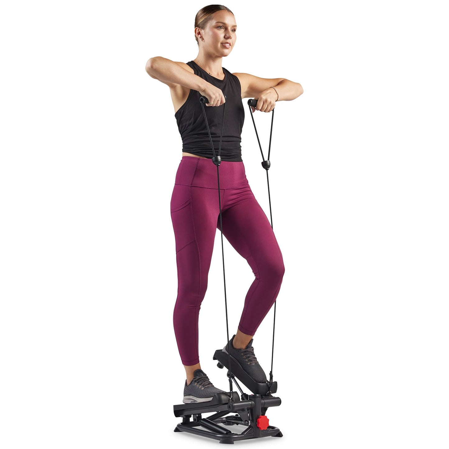 Exercise Low-Impact Stair Step Cardio Equipment with Resistance Bands, Digital Monitor, Up Down Pink - P2000