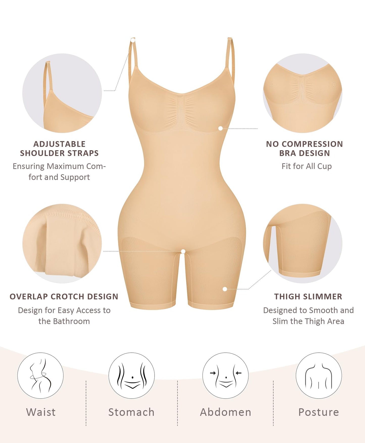 Shapewear Bodysuit for Women Tummy Control Seamless Butt Lifter Thigh Slimmer Body Shaper Rose Red M/L