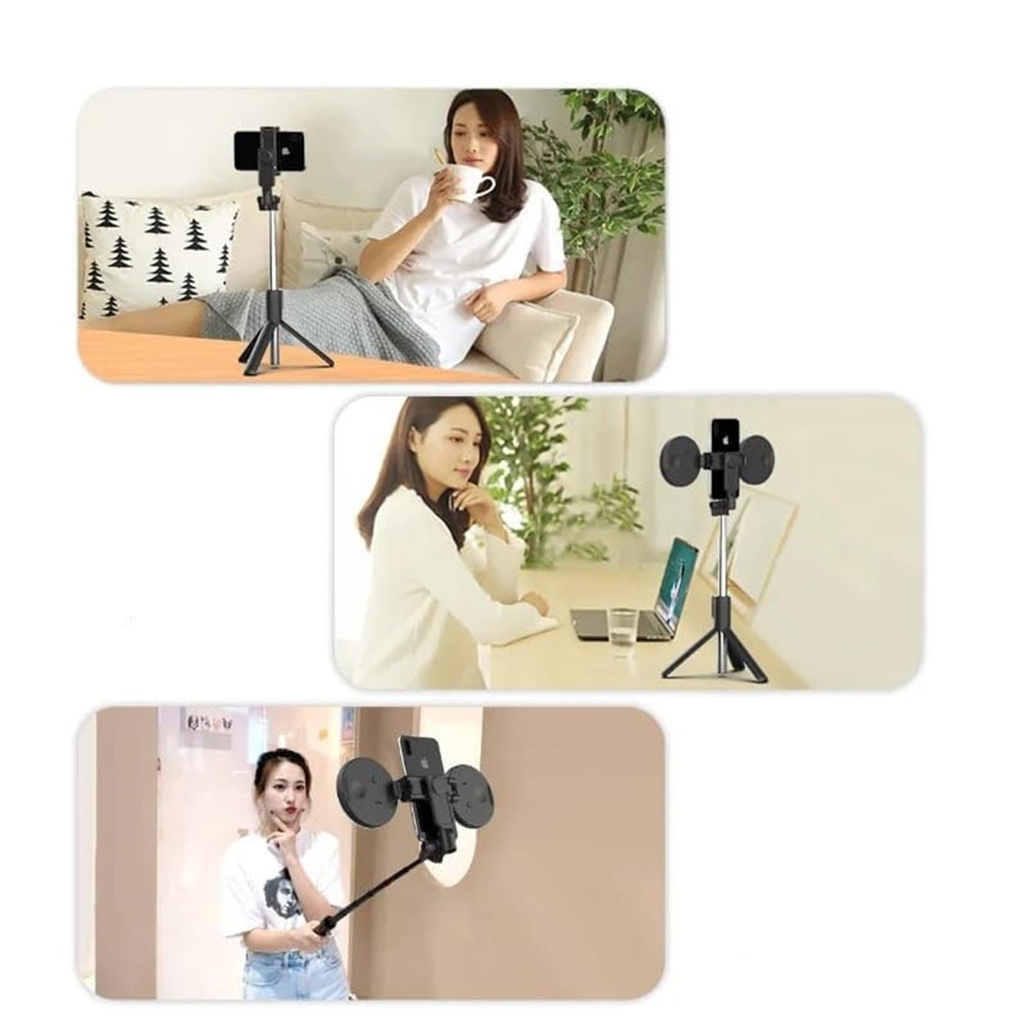 Selfie Stick, 6 in 1 Wireless Bluetooth Selfie Stick,6 in 1 Bluetooth Selfie Stick Tripod with Detachable Wireless Remote, Selfie Stick Tripod with Remote &Light (Pink, Double Fill Light)