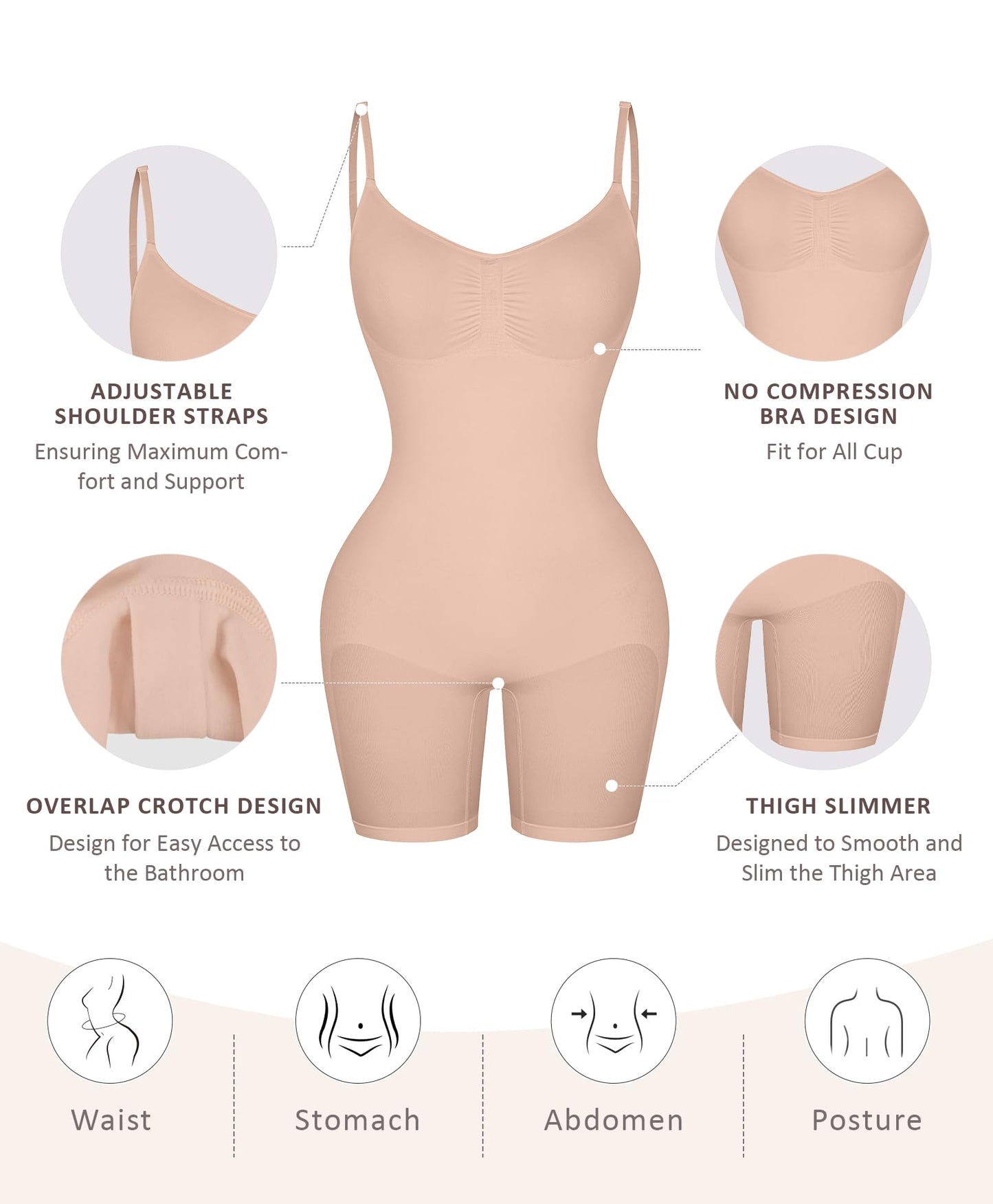 Shapewear Bodysuit for Women Tummy Control Seamless Butt Lifter Thigh Slimmer Body Shaper Rose Red M/L