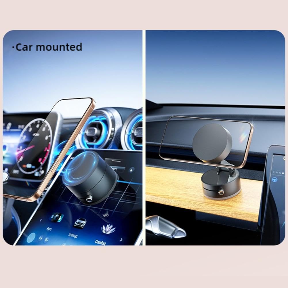 Magnetic Phone Car Holder - Suction Cup & Manual Magnetic Vacuum Adsorption for Strong Grip pink