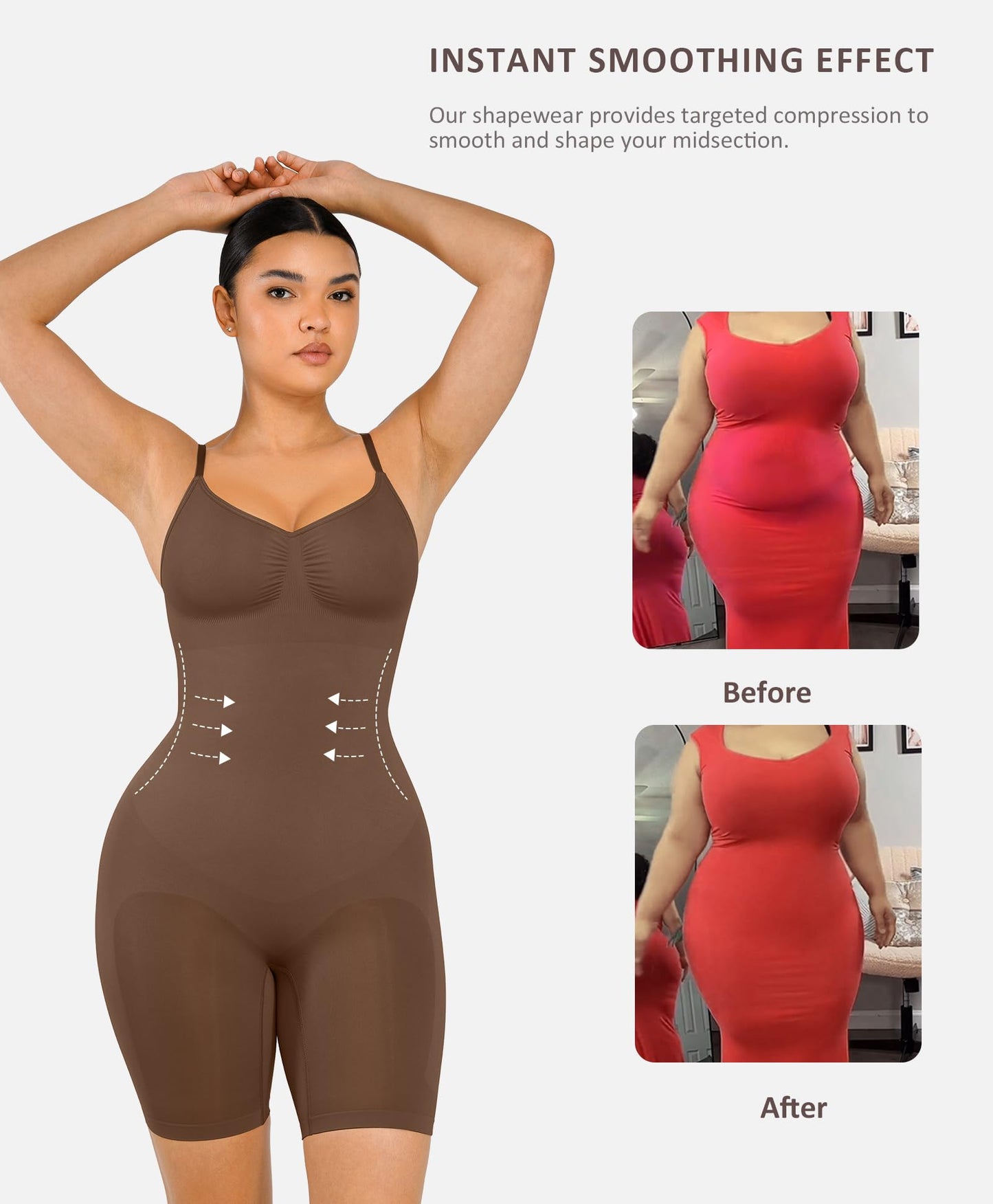 Shapewear Bodysuit for Women Tummy Control Seamless Butt Lifter Thigh Slimmer Body Shaper Rose Red M/L