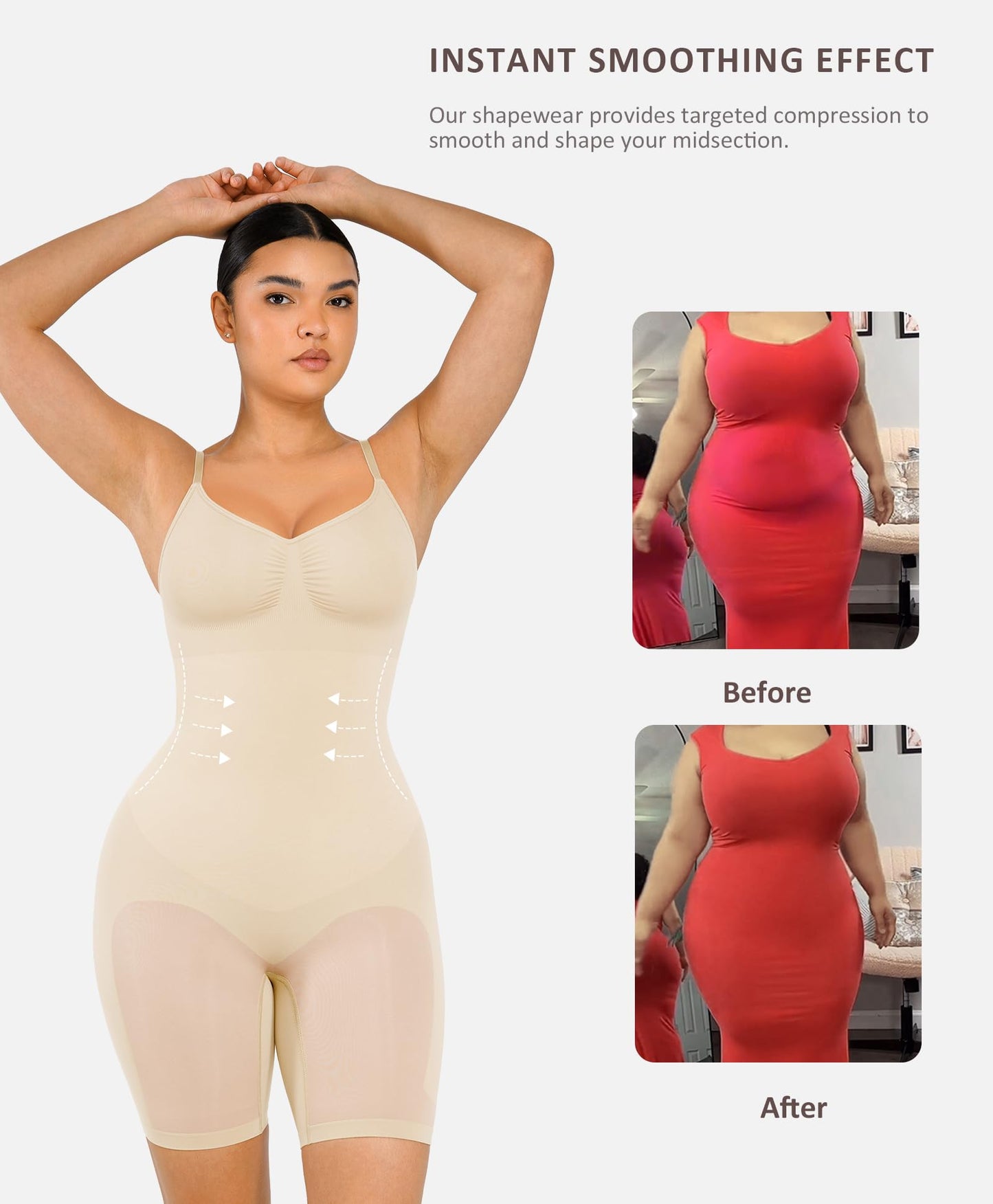 Shapewear Bodysuit for Women Tummy Control Seamless Butt Lifter Thigh Slimmer Body Shaper Rose Red M/L