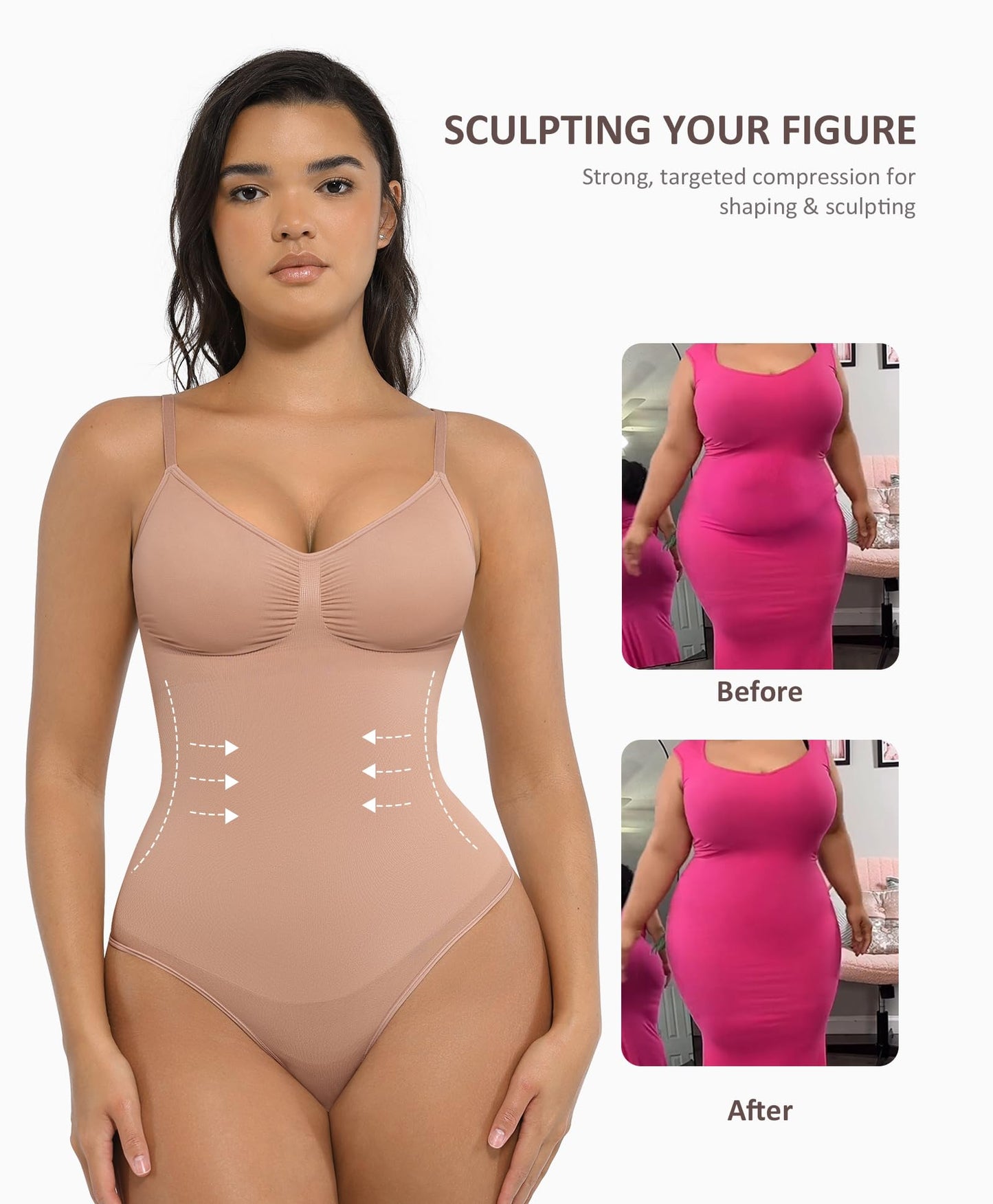 Shapewear Tummy Control Bodysuits for Women Seamless Body Sculpting Shaper Thong Body Shaper XS-S