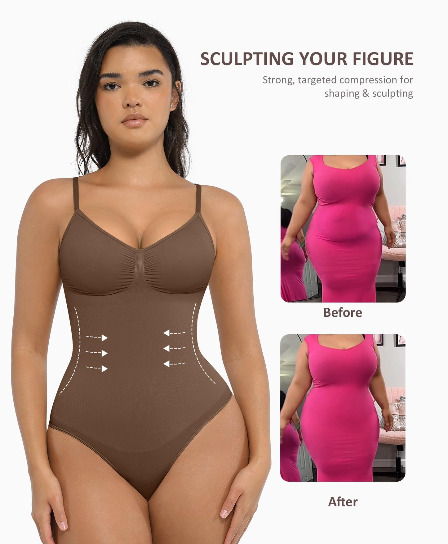 Shapewear Tummy Control Bodysuits for Women Seamless Body Sculpting Shaper Thong Body Shaper XS-S