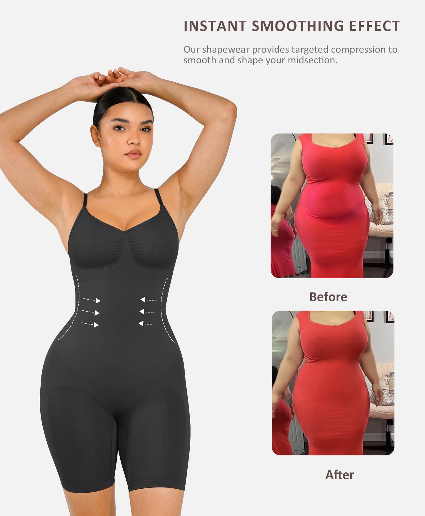 Shapewear Bodysuit for Women Tummy Control Seamless Butt Lifter Thigh Slimmer Body Shaper Rose Red M/L