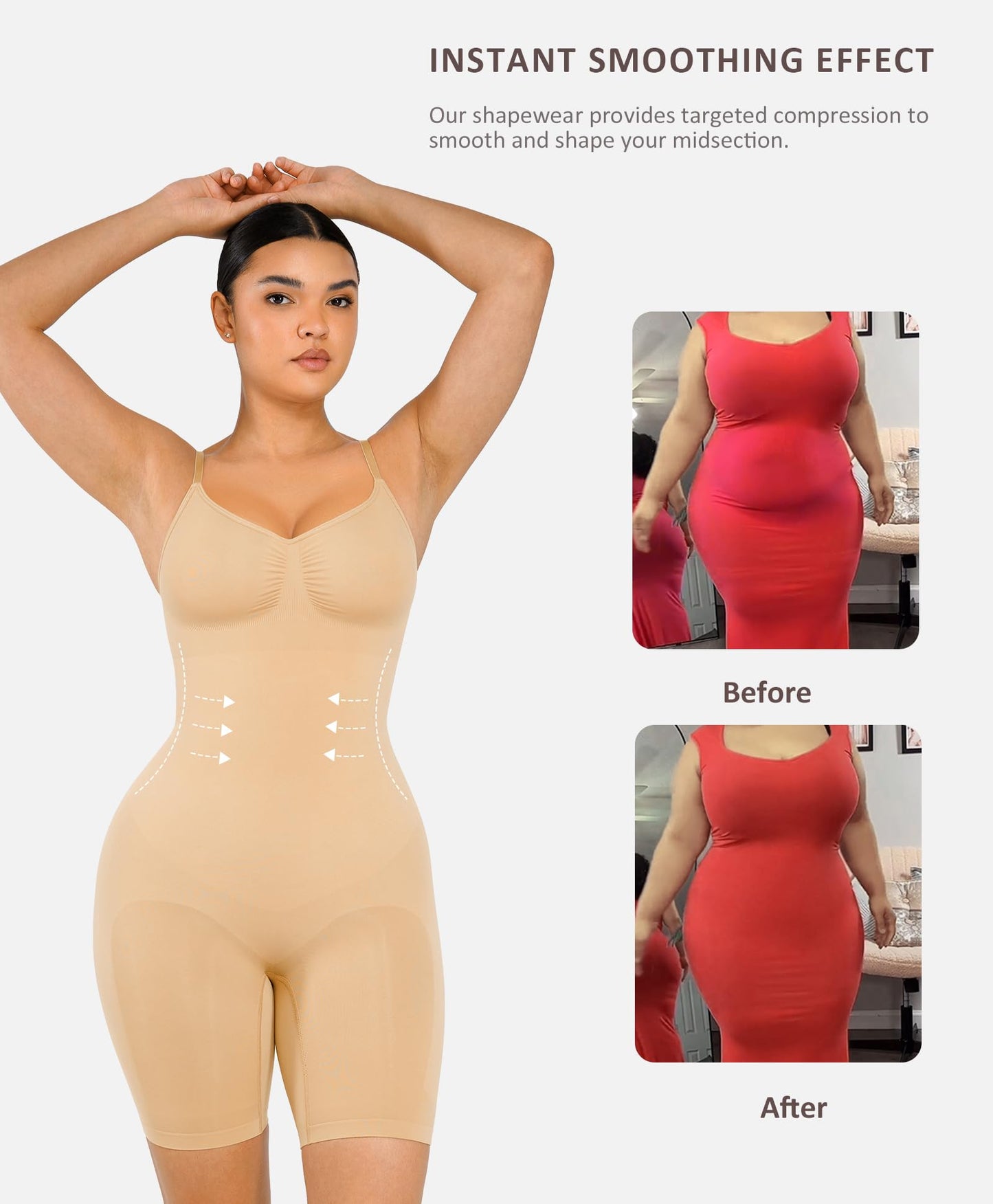 Shapewear Bodysuit for Women Tummy Control Seamless Butt Lifter Thigh Slimmer Body Shaper Rose Red M/L