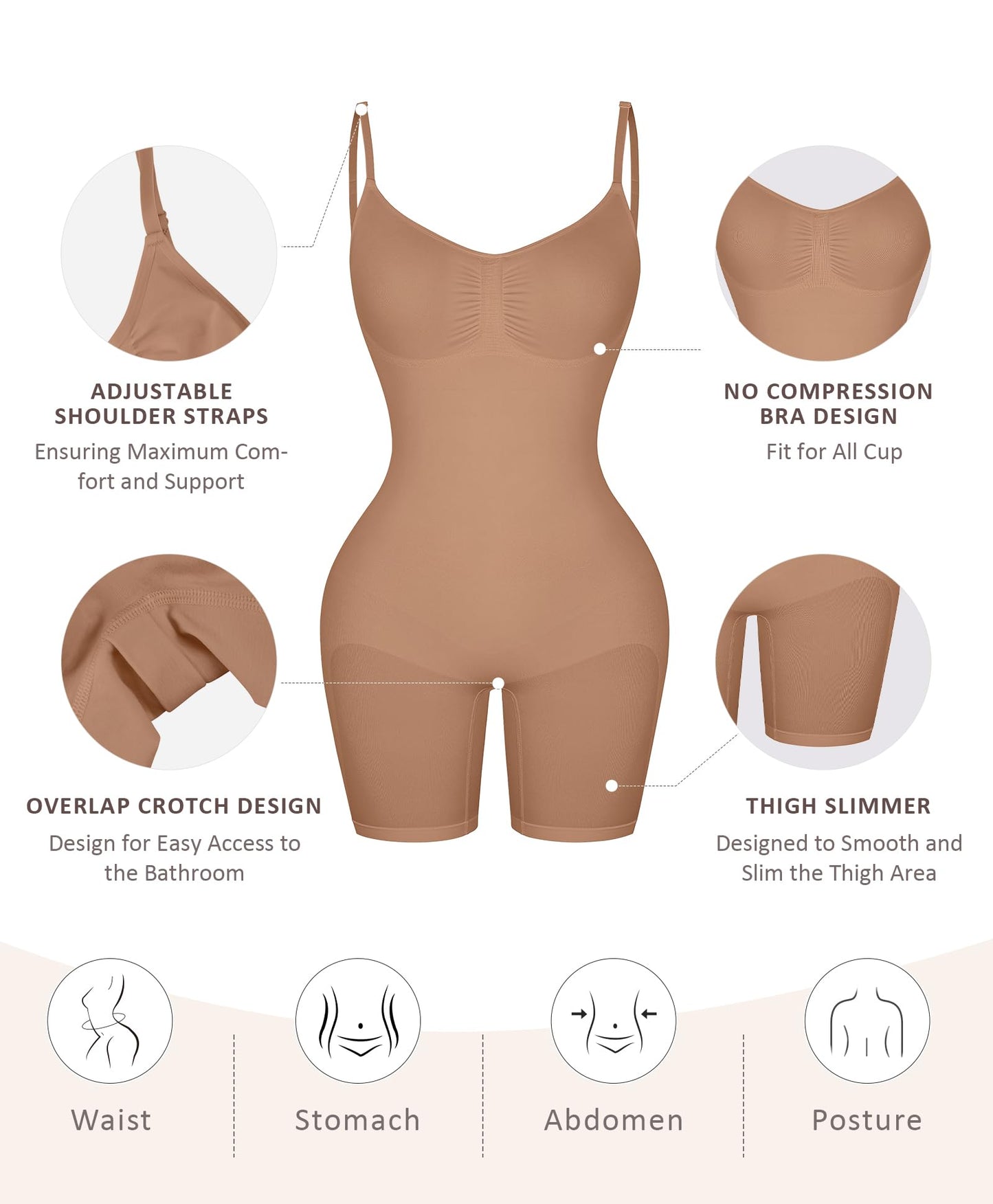 Shapewear Bodysuit for Women Tummy Control Seamless Butt Lifter Thigh Slimmer Body Shaper Rose Red M/L