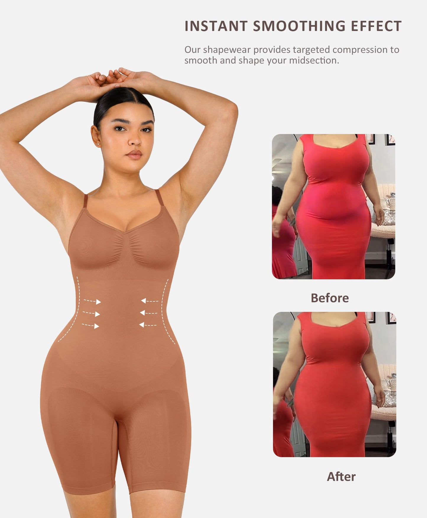 Shapewear Bodysuit for Women Tummy Control Seamless Butt Lifter Thigh Slimmer Body Shaper Rose Red M/L