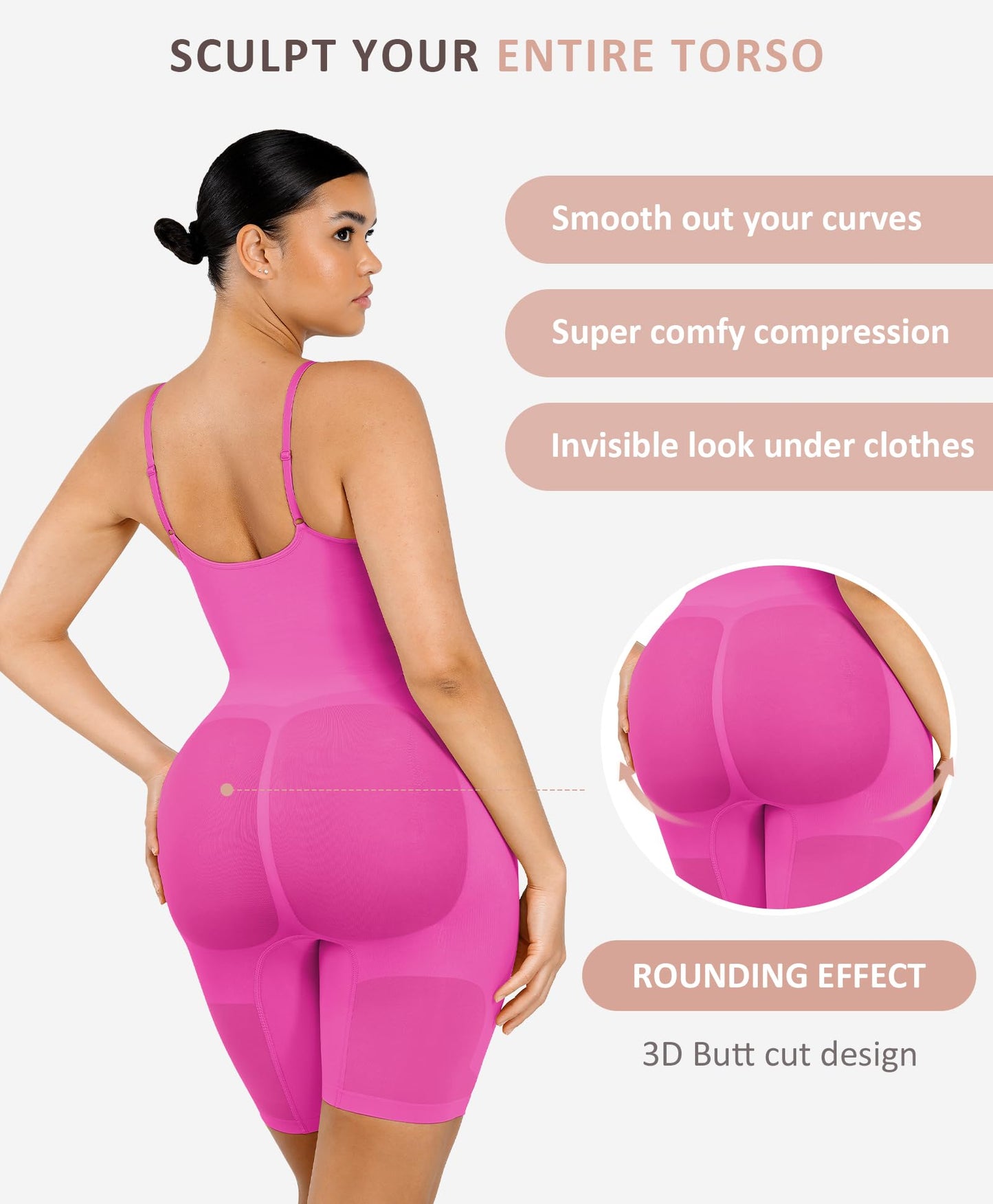 Shapewear Bodysuit for Women Tummy Control Seamless Butt Lifter Thigh Slimmer Body Shaper Rose Red M/L