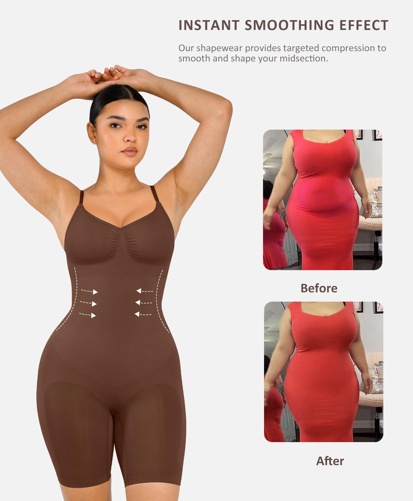 Shapewear Bodysuit for Women Tummy Control Seamless Butt Lifter Thigh Slimmer Body Shaper Rose Red M/L