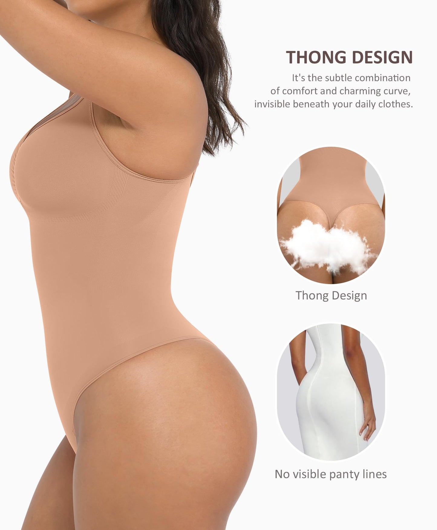 Shapewear Tummy Control Bodysuits for Women Seamless Body Sculpting Shaper Thong Body Shaper XS-S