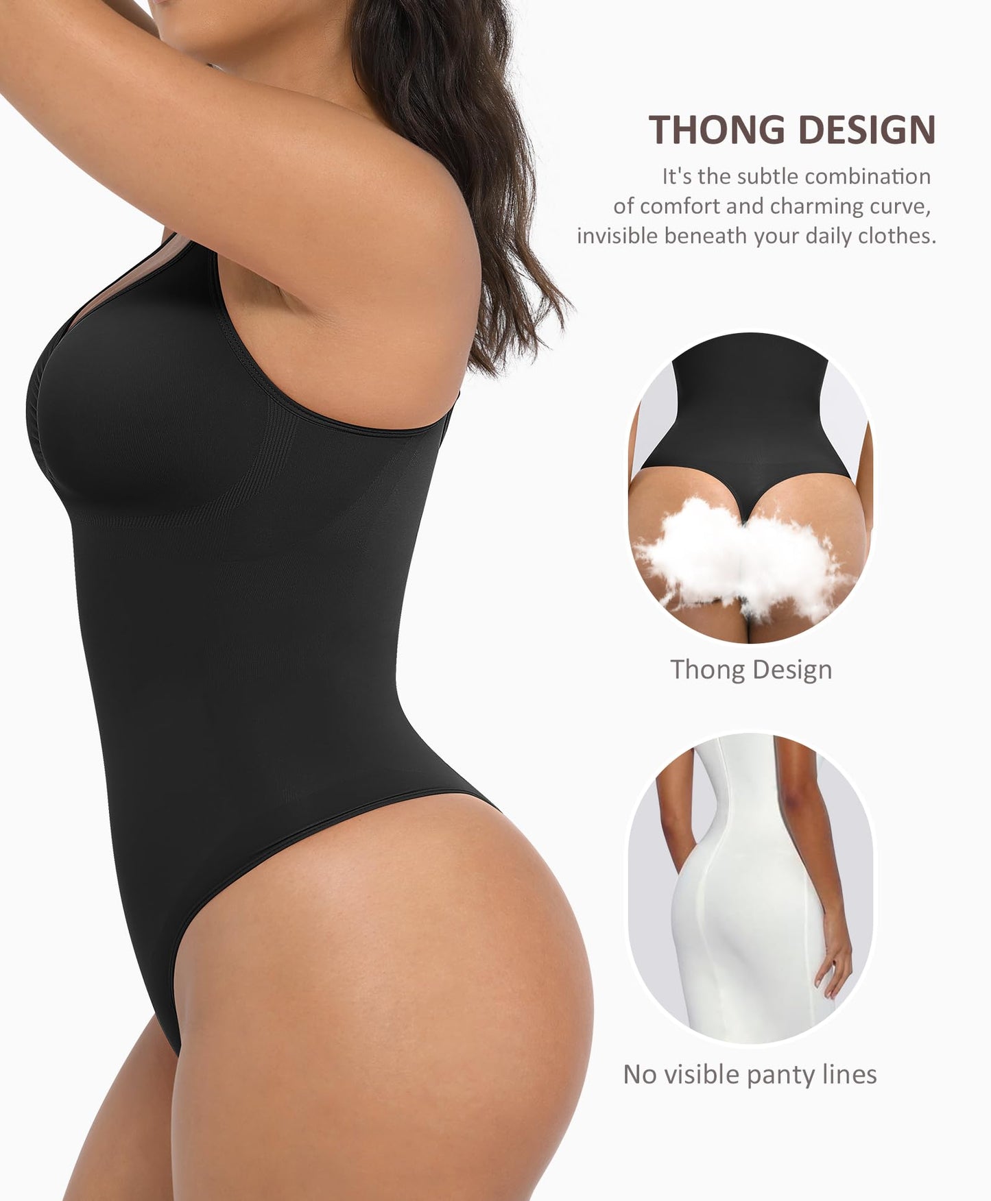 Shapewear Tummy Control Bodysuits for Women Seamless Body Sculpting Shaper Thong Body Shaper XS-S