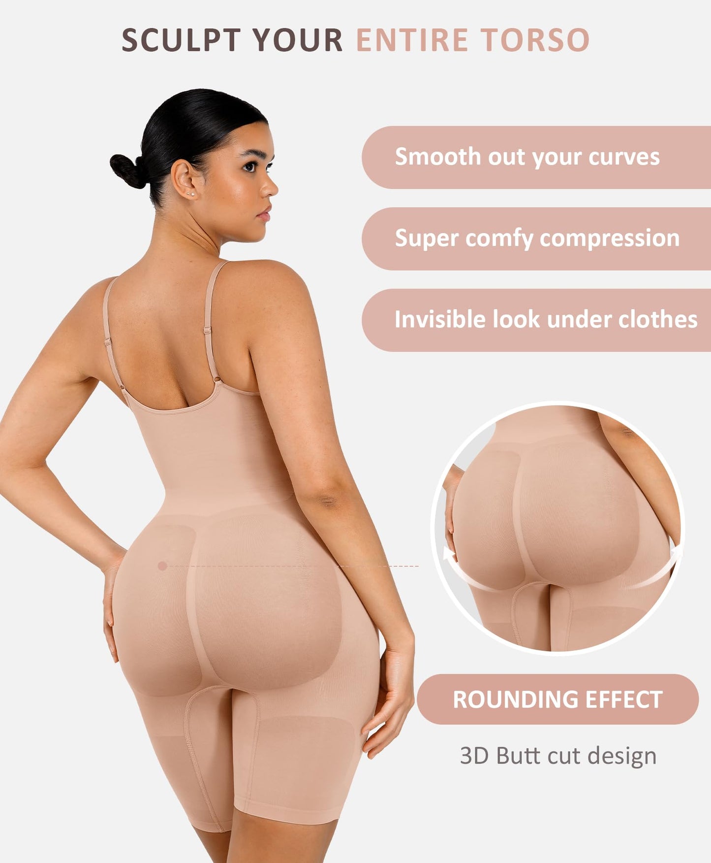 Shapewear Bodysuit for Women Tummy Control Seamless Butt Lifter Thigh Slimmer Body Shaper Rose Red M/L