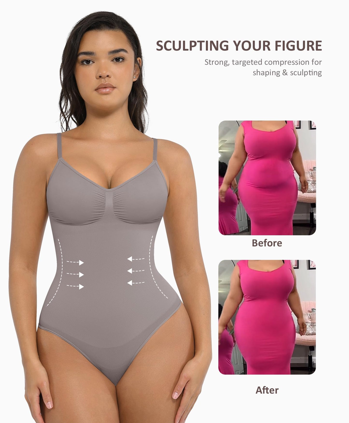 Shapewear Tummy Control Bodysuits for Women Seamless Body Sculpting Shaper Thong Body Shaper XS-S