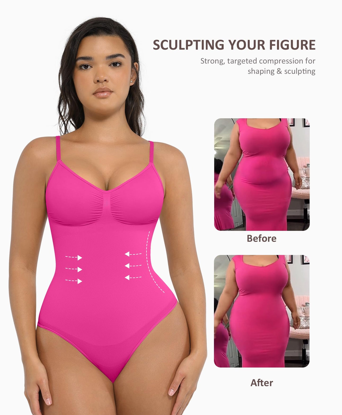 Shapewear Tummy Control Bodysuits for Women Seamless Body Sculpting Shaper Thong Body Shaper XS-S