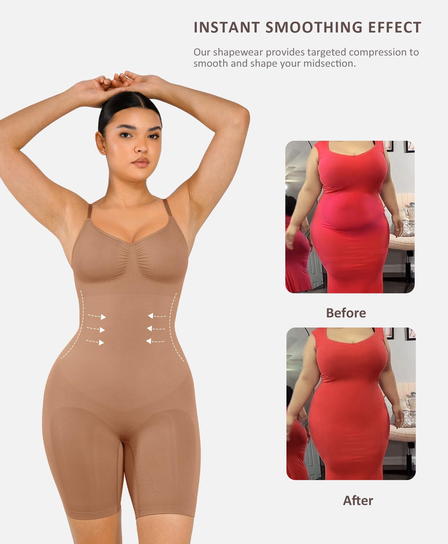 Shapewear Bodysuit for Women Tummy Control Seamless Butt Lifter Thigh Slimmer Body Shaper Rose Red M/L