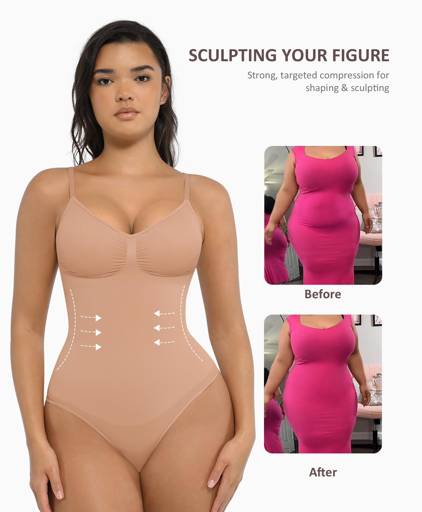 Shapewear Tummy Control Bodysuits for Women Seamless Body Sculpting Shaper Thong Body Shaper XS-S