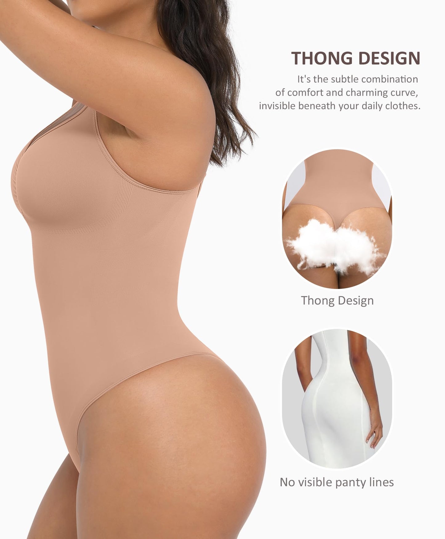 Shapewear Tummy Control Bodysuits for Women Seamless Body Sculpting Shaper Thong Body Shaper XS-S
