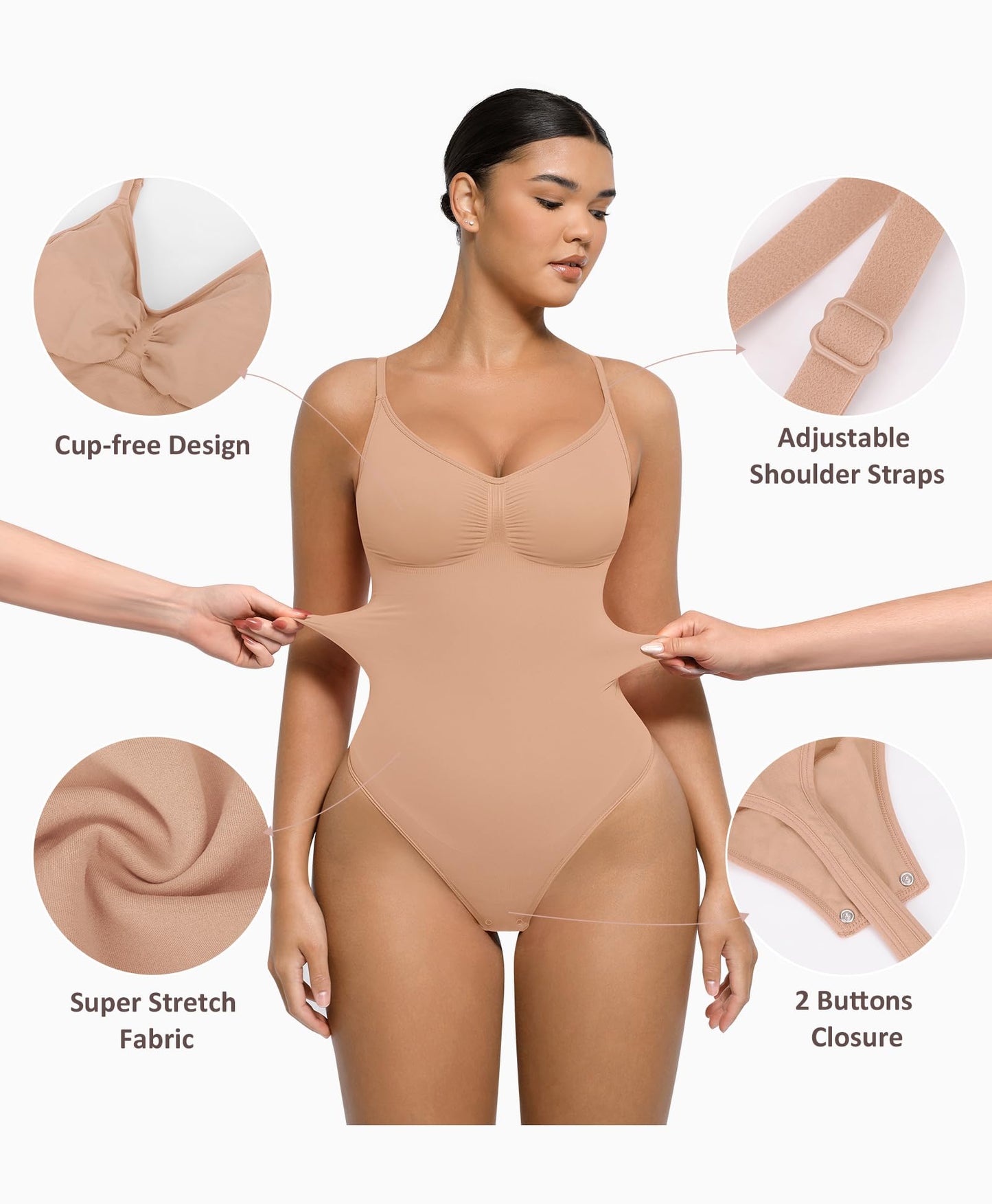 Shapewear Tummy Control Bodysuits for Women Seamless Body Sculpting Shaper Thong Body Shaper XS-S
