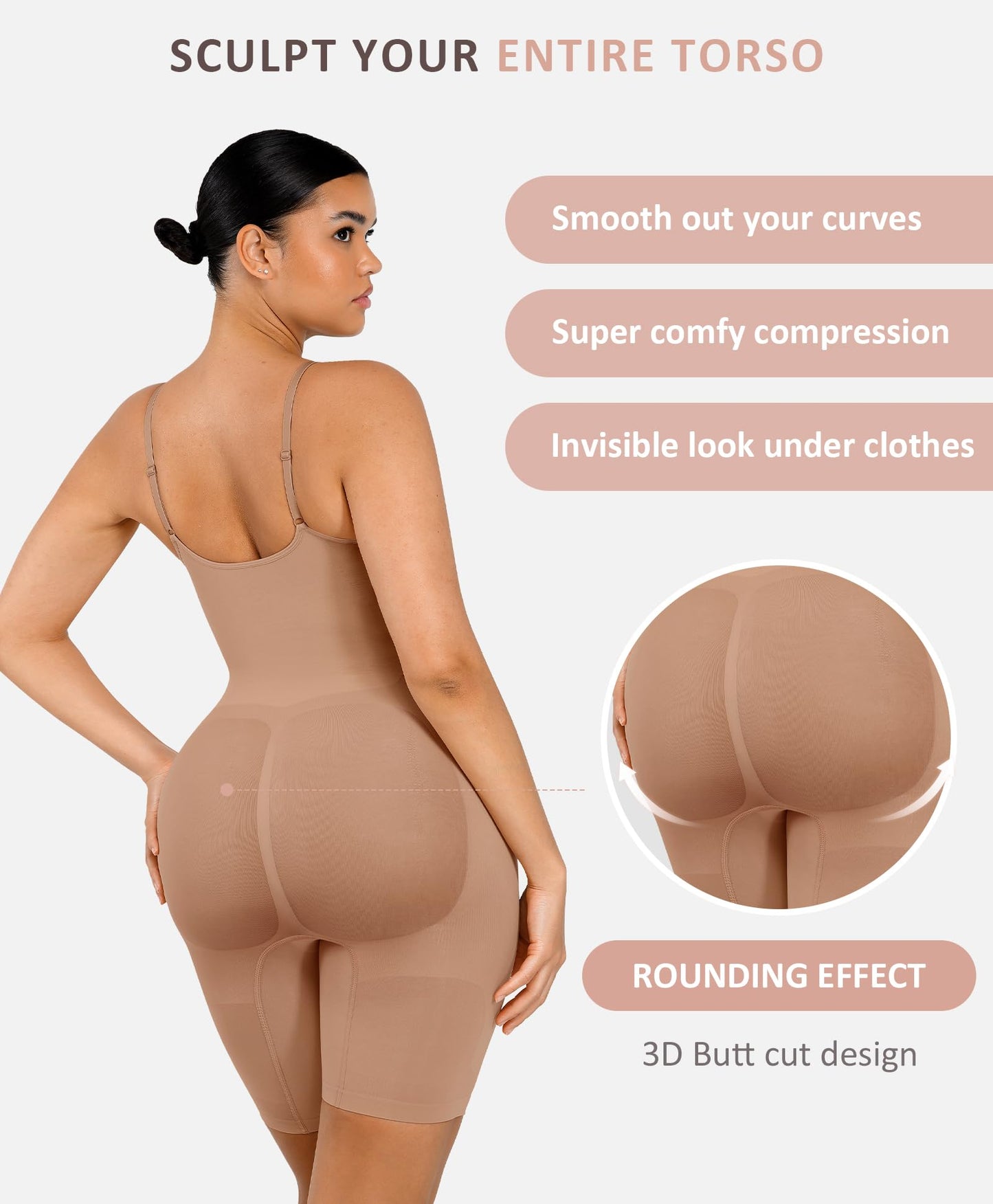 Shapewear Bodysuit for Women Tummy Control Seamless Butt Lifter Thigh Slimmer Body Shaper Rose Red M/L
