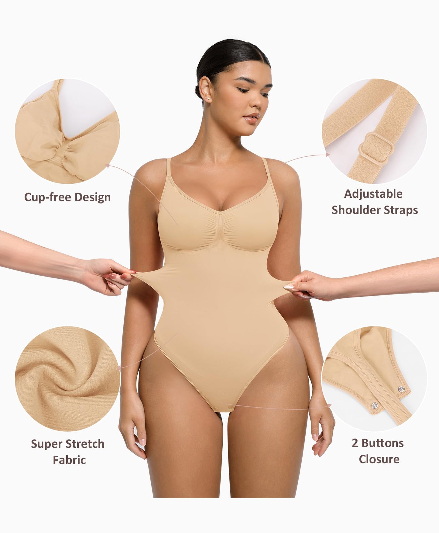 Shapewear Tummy Control Bodysuits for Women Seamless Body Sculpting Shaper Thong Body Shaper XS-S