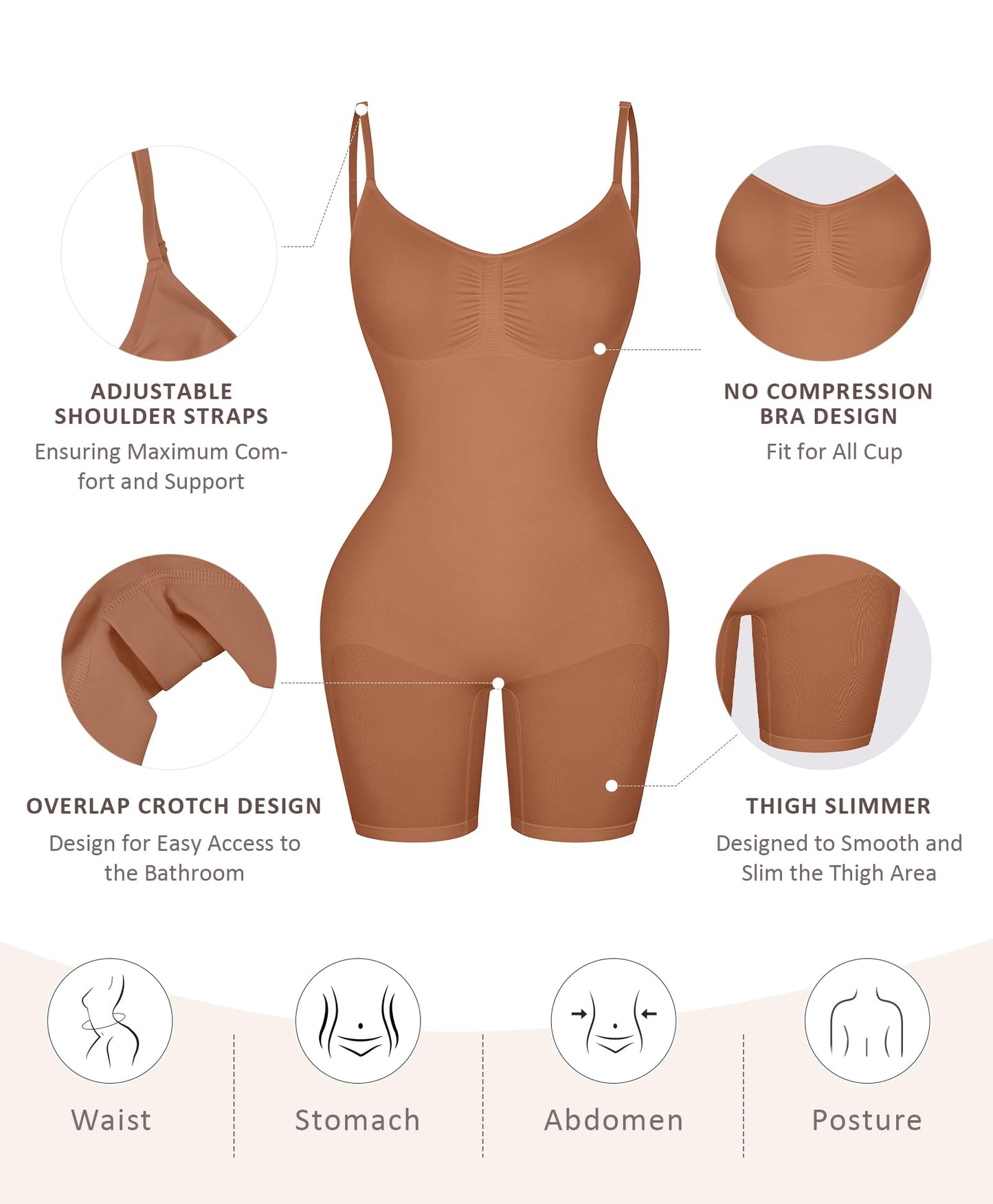 Shapewear Bodysuit for Women Tummy Control Seamless Butt Lifter Thigh Slimmer Body Shaper Rose Red M/L
