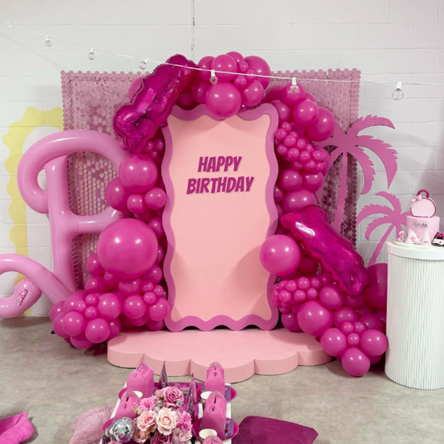 120pcs Hot Pink Balloon Arch Kit, 18 12 10 5 inch Hot Pink Latex Balloons Different Sizes Hot Pink Balloon Garland for Engagement Bridal Bachelorette Tropical Birthday Party Decorations