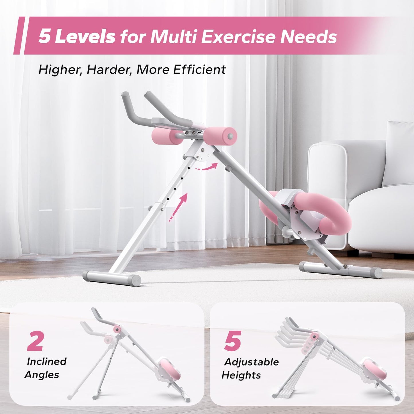 Ab Machine, Ab Workout Equipment, Adjustable Ab Trainer Machine for Abs Workout(Pink)