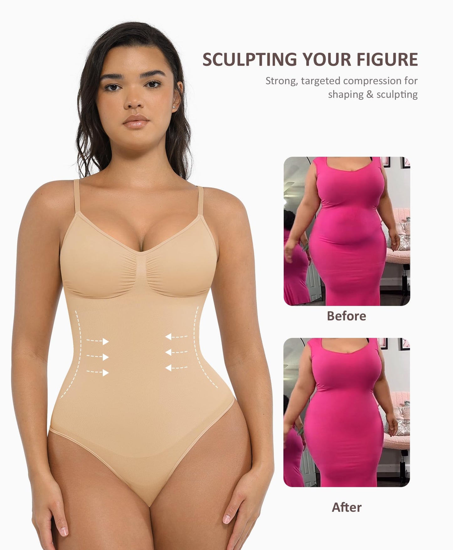 Shapewear Tummy Control Bodysuits for Women Seamless Body Sculpting Shaper Thong Body Shaper XS-S