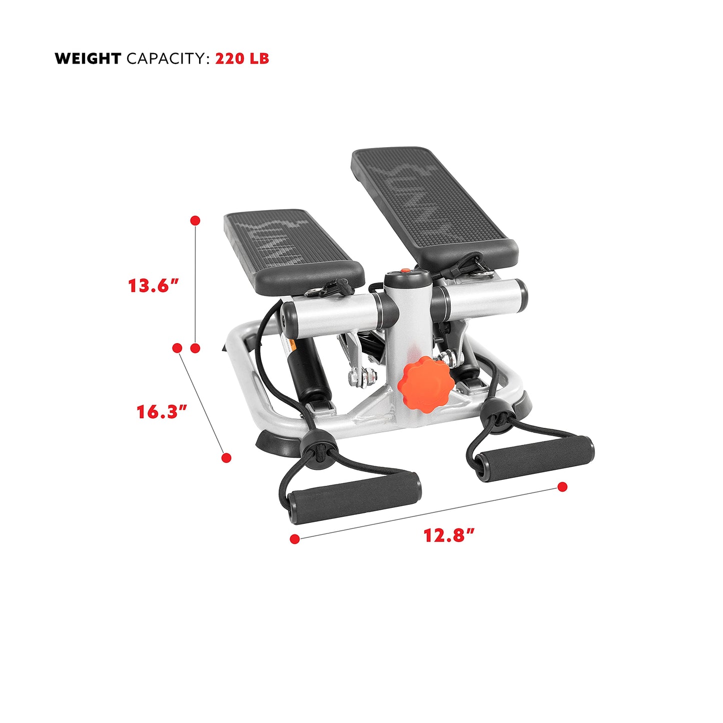 Exercise Low-Impact Stair Step Cardio Equipment with Resistance Bands, Digital Monitor, Up Down Pink - P2000