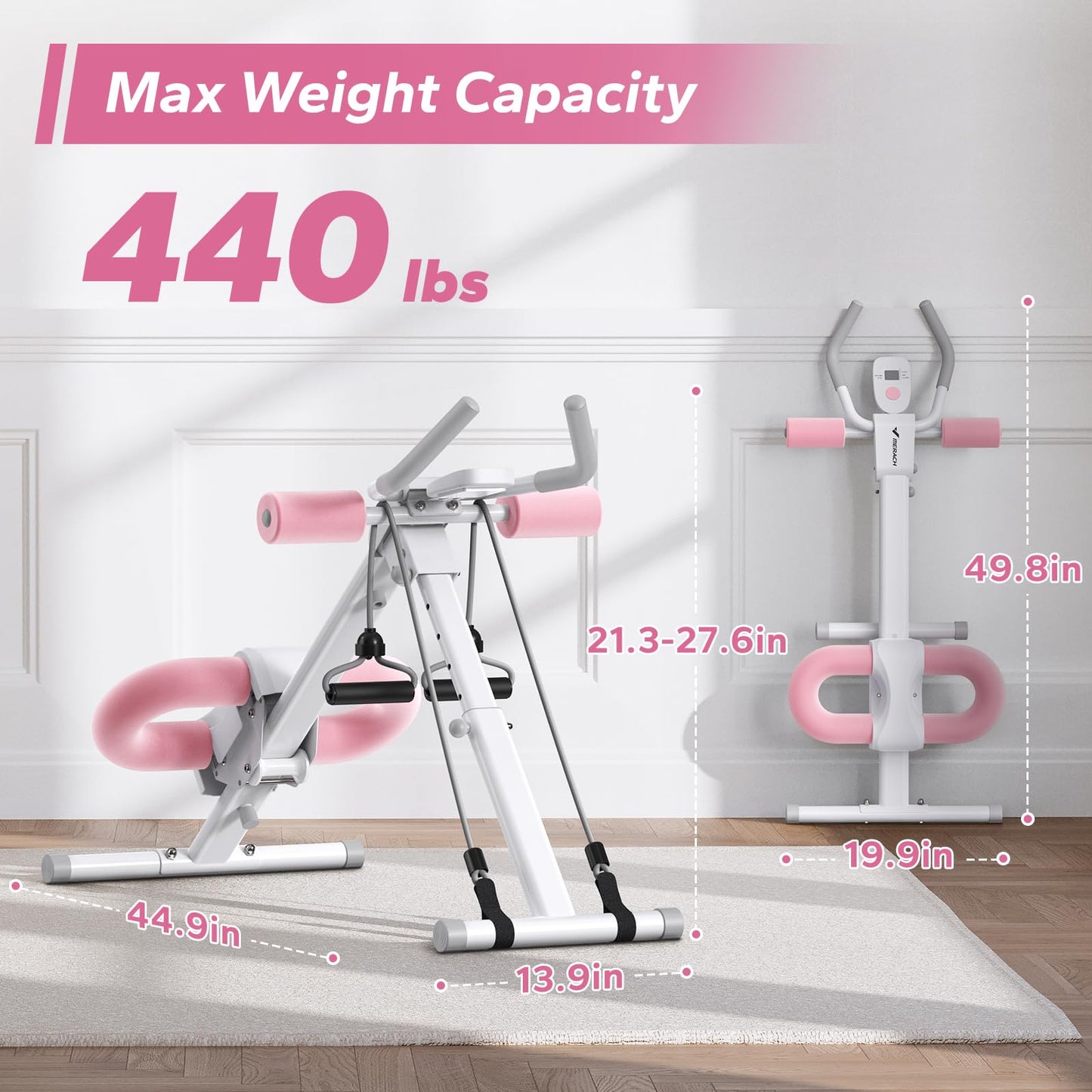 Ab Machine, Ab Workout Equipment, Adjustable Ab Trainer Machine for Abs Workout(Pink)