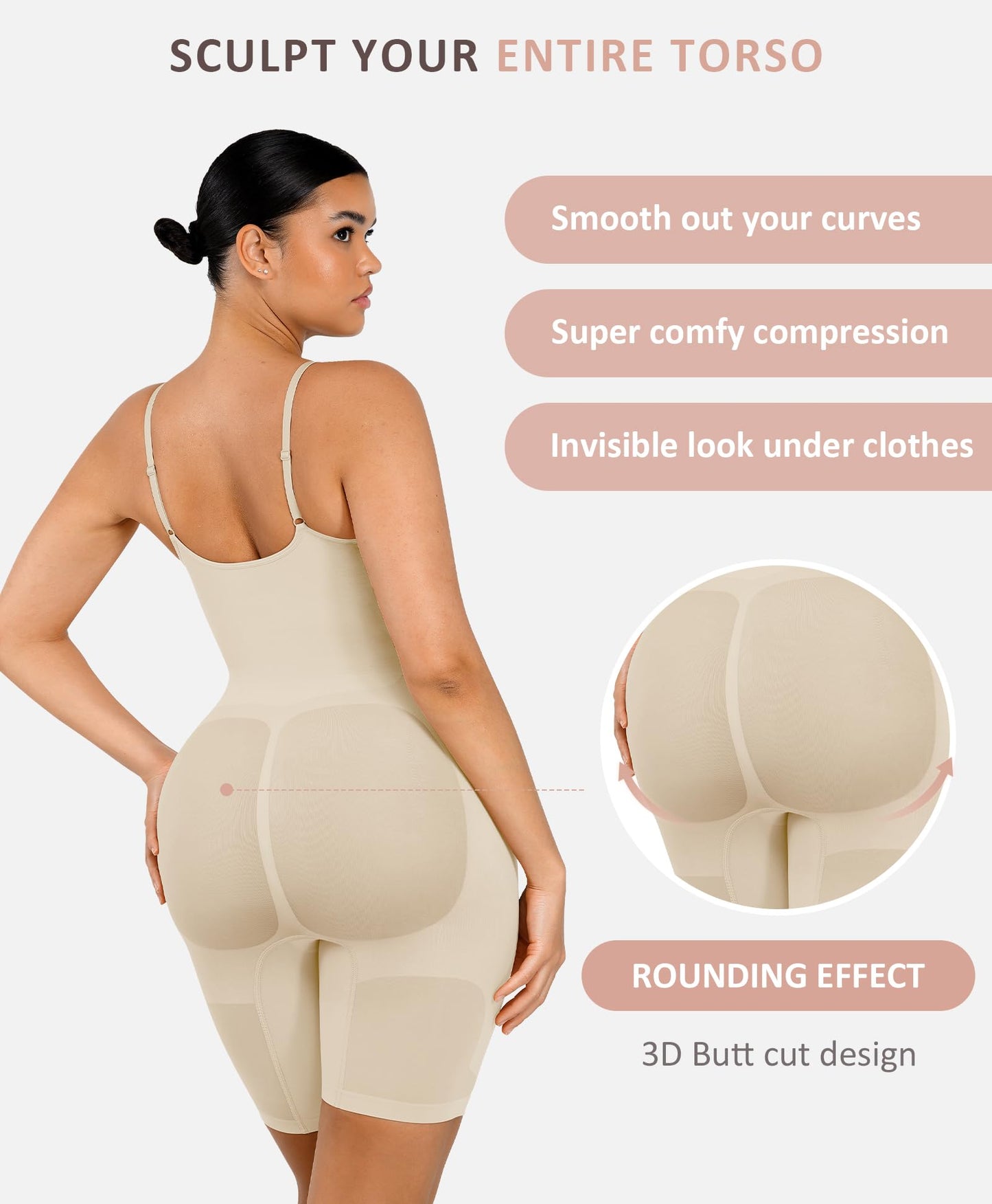 Shapewear Bodysuit for Women Tummy Control Seamless Butt Lifter Thigh Slimmer Body Shaper Rose Red M/L