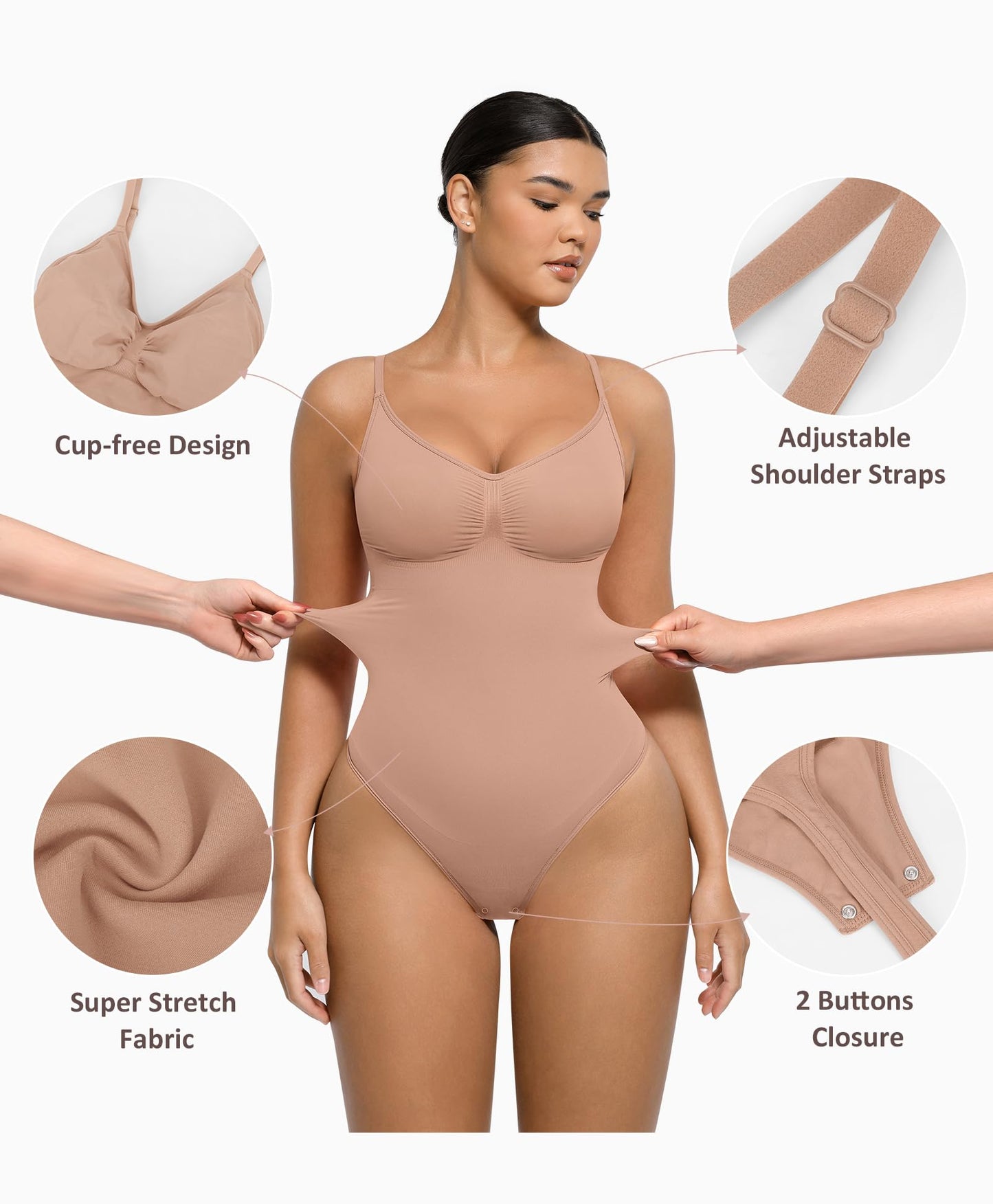 Shapewear Tummy Control Bodysuits for Women Seamless Body Sculpting Shaper Thong Body Shaper XS-S