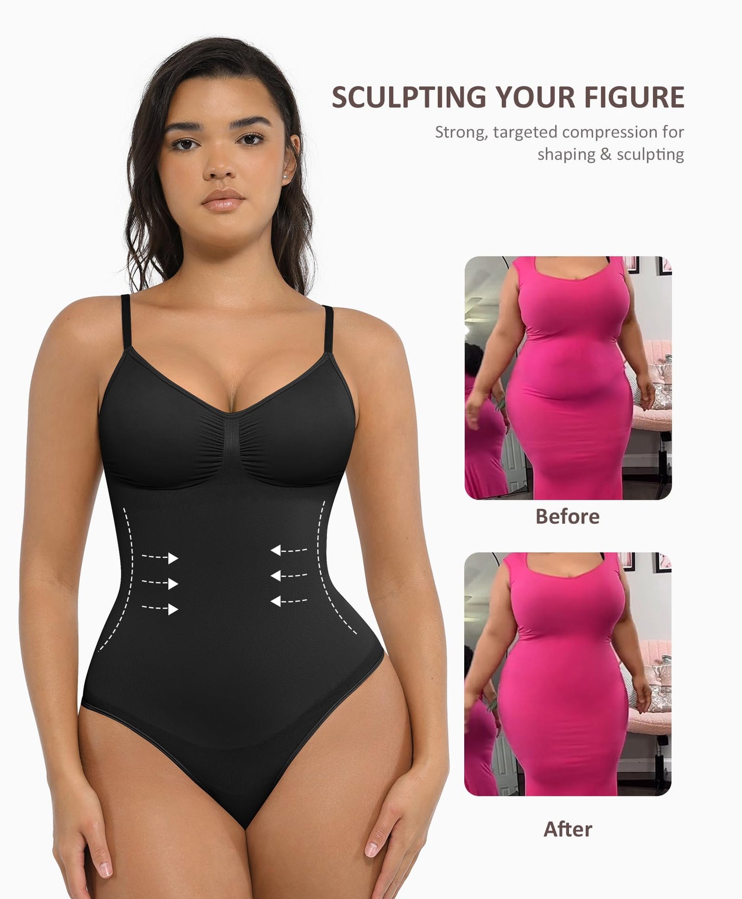 Shapewear Tummy Control Bodysuits for Women Seamless Body Sculpting Shaper Thong Body Shaper XS-S