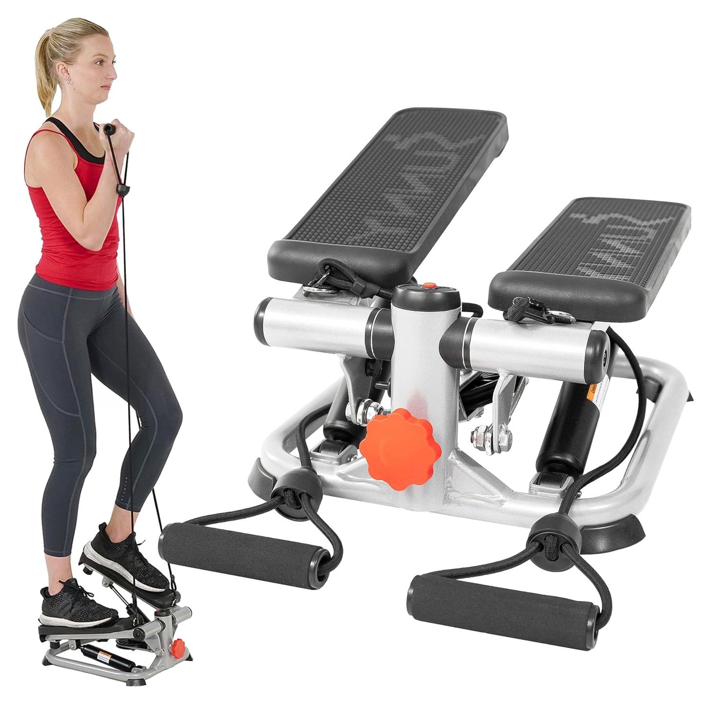 Exercise Low-Impact Stair Step Cardio Equipment with Resistance Bands, Digital Monitor, Up Down Pink - P2000