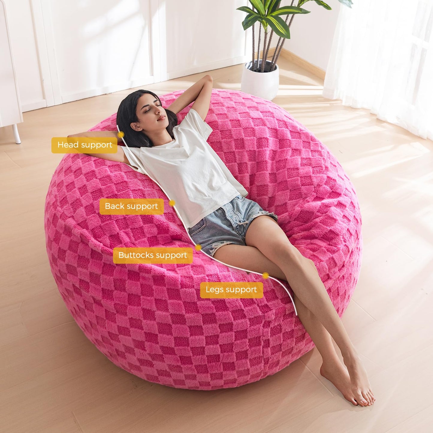 Giant Bean Bag Chair Bed for Adults, Convertible Beanbag Folds from Lazy Chair to Floor Mattress Bed, Large Floor Sofa Couch, Big Sofa Bed, High-Density Foam Filling, Machine Washable Cover