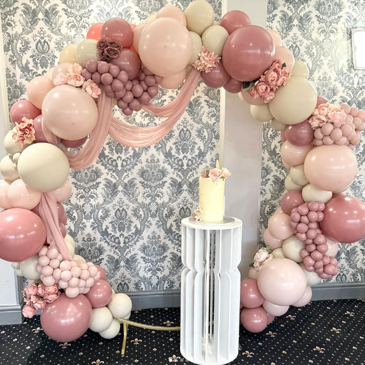 120pcs Hot Pink Balloon Arch Kit, 18 12 10 5 inch Hot Pink Latex Balloons Different Sizes Hot Pink Balloon Garland for Engagement Bridal Bachelorette Tropical Birthday Party Decorations