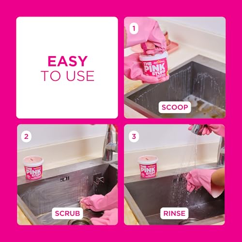 The Pink Stuff Miracle Cleaning Paste & SQeeZY Scrubber Sponge Bundle – All-Purpose, Non-Scratch Cleaner for Kitchens, Bathrooms, Walls, Floors, Pots, Grout, and More