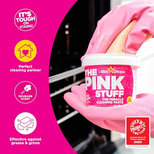 The Pink Stuff Miracle Cleaning Paste & SQeeZY Scrubber Sponge Bundle – All-Purpose, Non-Scratch Cleaner for Kitchens, Bathrooms, Walls, Floors, Pots, Grout, and More