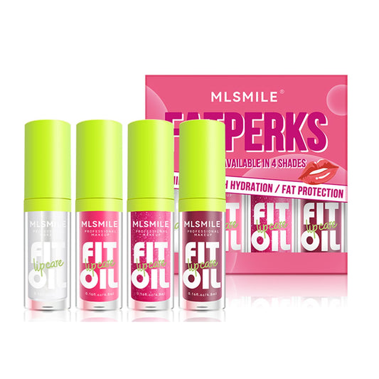 4pcs Lip Gloss Oil Set, Hydrating Lip Glow Oil Lip Gloss, Lipgloss Lipoil Set for Women Girls Teens, Tinted Plumping Lip Gloss Packs, Fat Lip Oil Lip Balm for Dry Lips Nourishing
