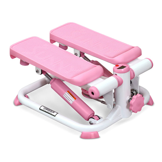 Exercise Low-Impact Stair Step Cardio Equipment with Resistance Bands, Digital Monitor, Up Down Pink - P2000