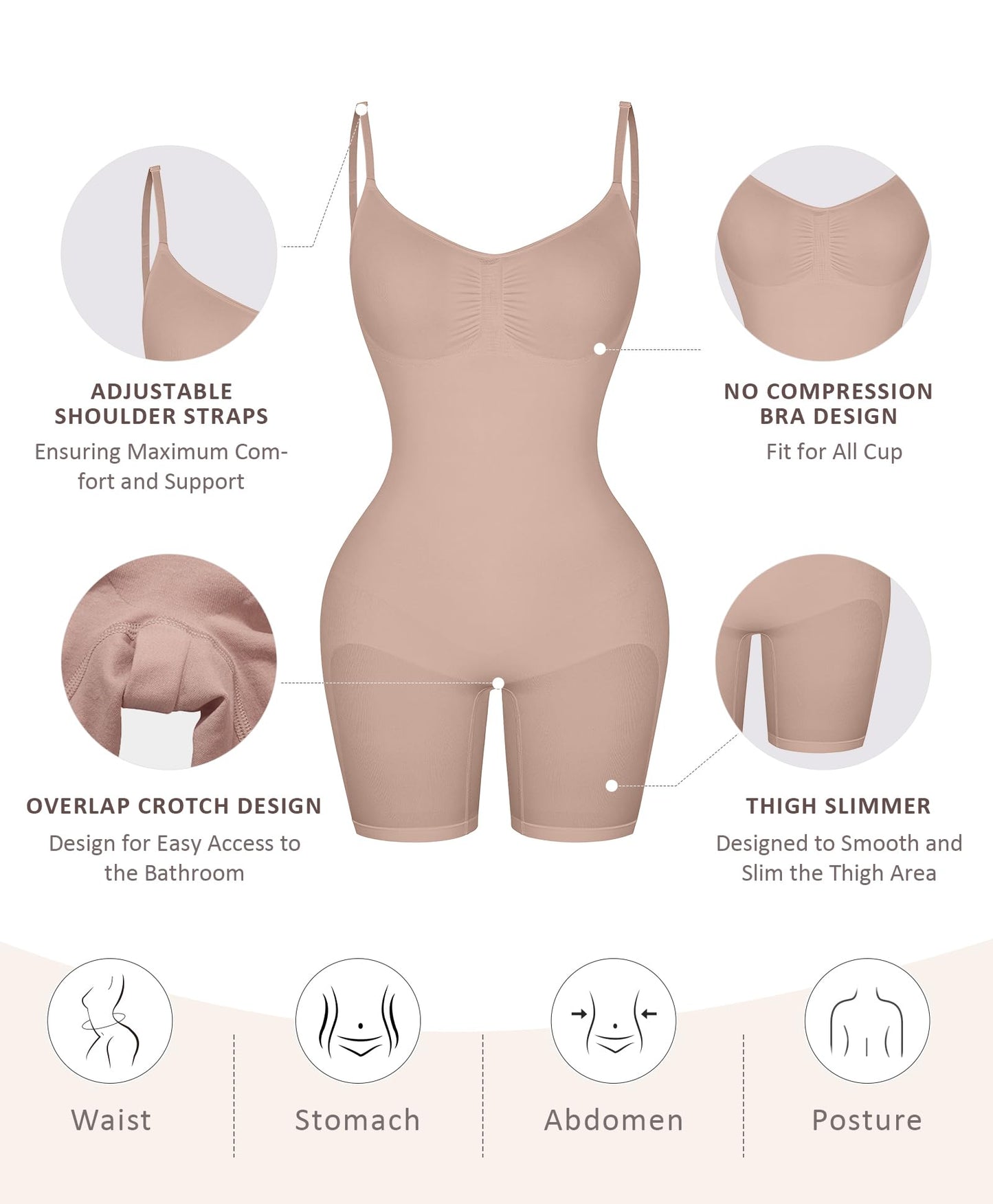 Shapewear Bodysuit for Women Tummy Control Seamless Butt Lifter Thigh Slimmer Body Shaper Rose Red M/L