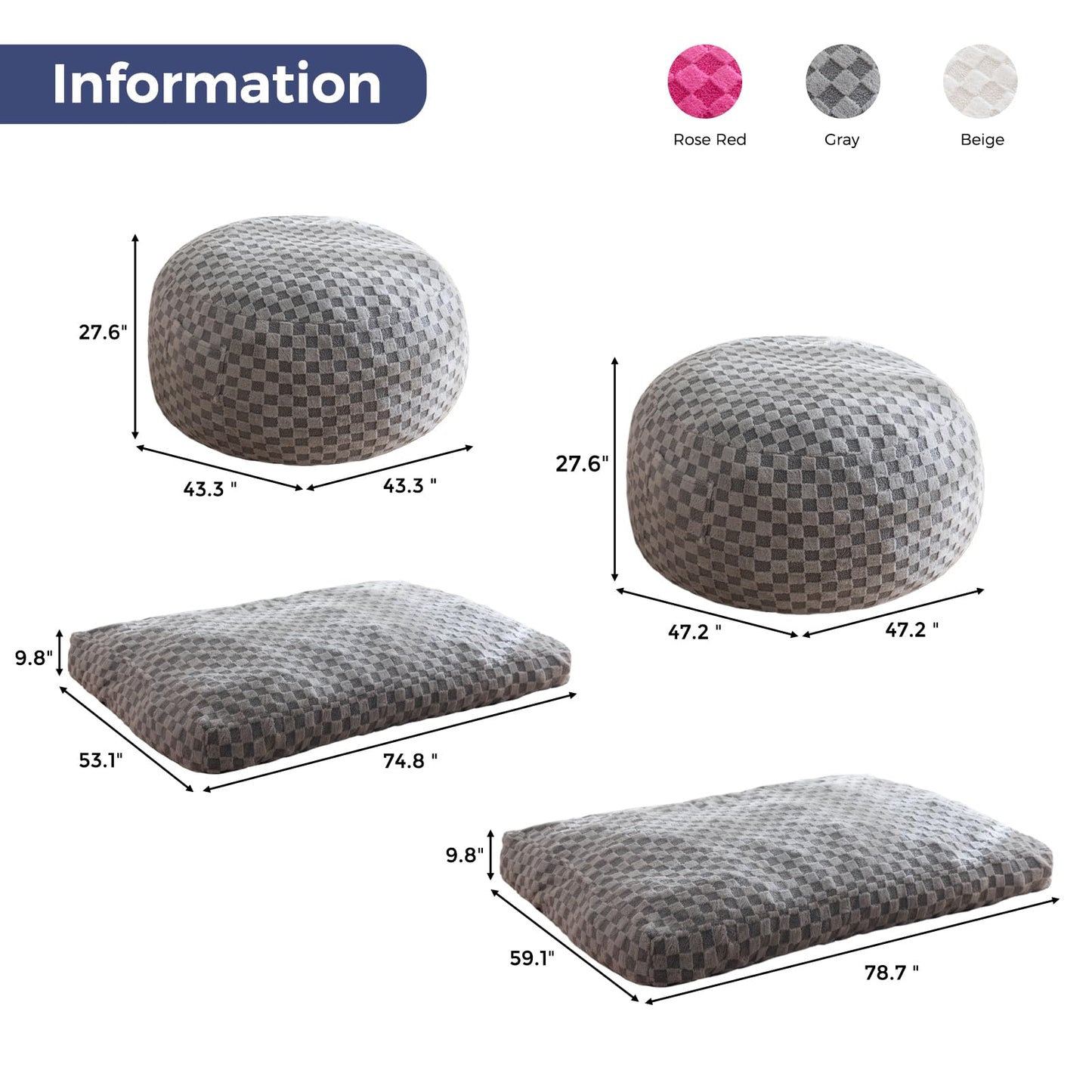 Giant Bean Bag Chair Bed for Adults, Convertible Beanbag Folds from Lazy Chair to Floor Mattress Bed, Large Floor Sofa Couch, Big Sofa Bed, High-Density Foam Filling, Machine Washable Cover