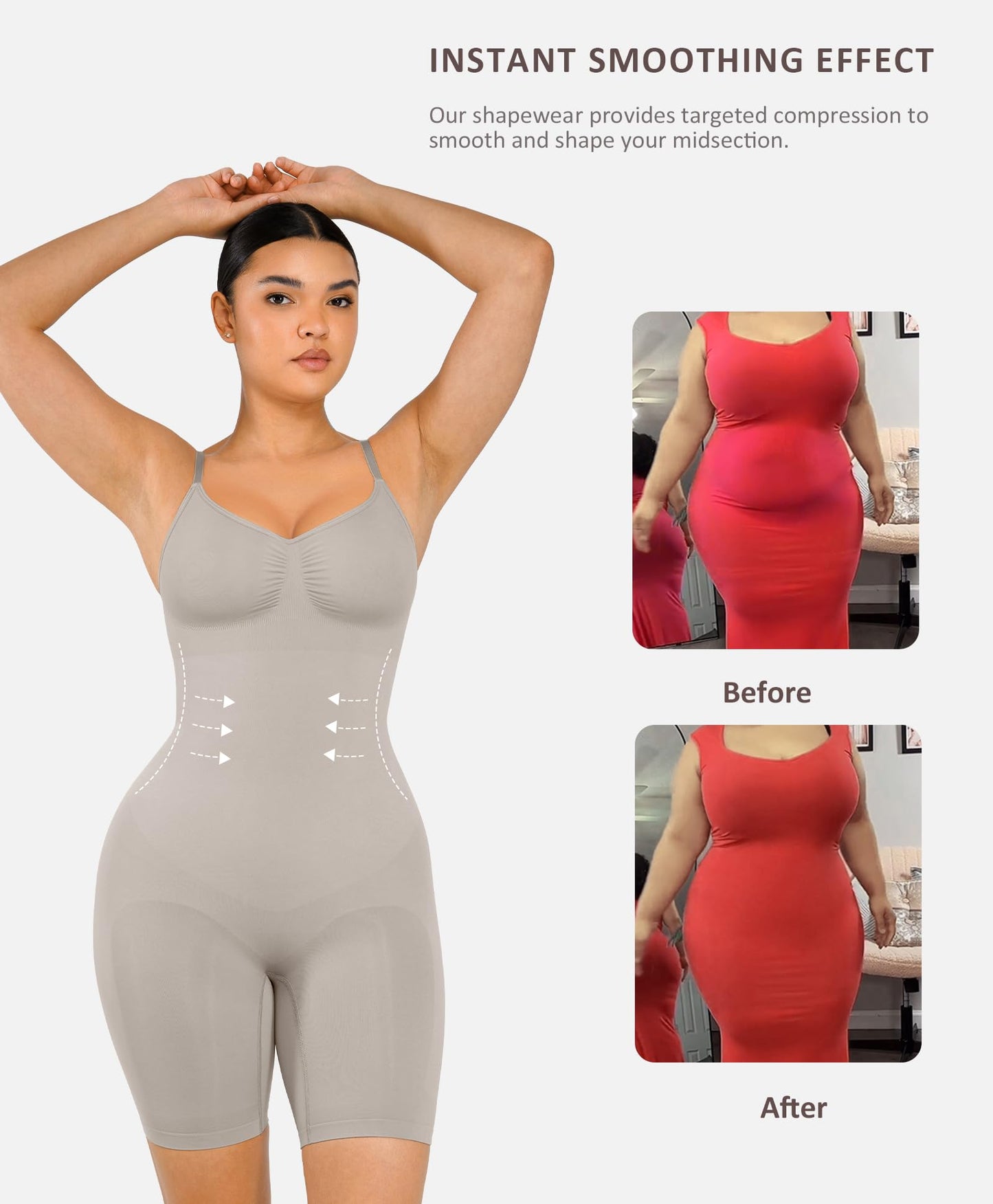 Shapewear Bodysuit for Women Tummy Control Seamless Butt Lifter Thigh Slimmer Body Shaper Rose Red M/L